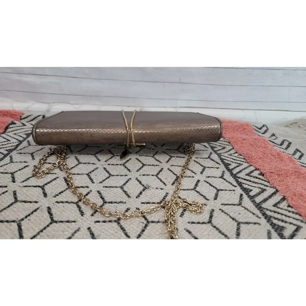 KATE LANDRY BRONZE CLUTCH W SHOULDER CHAIN